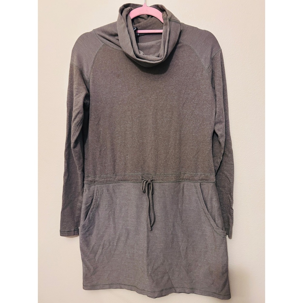 Mountain Hardwear Cowl Neck Dress Womens Medium Olive Green Excellent Drawstring